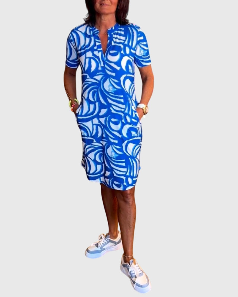 Megan | Mini Dress with V Neck and Short Sleeves