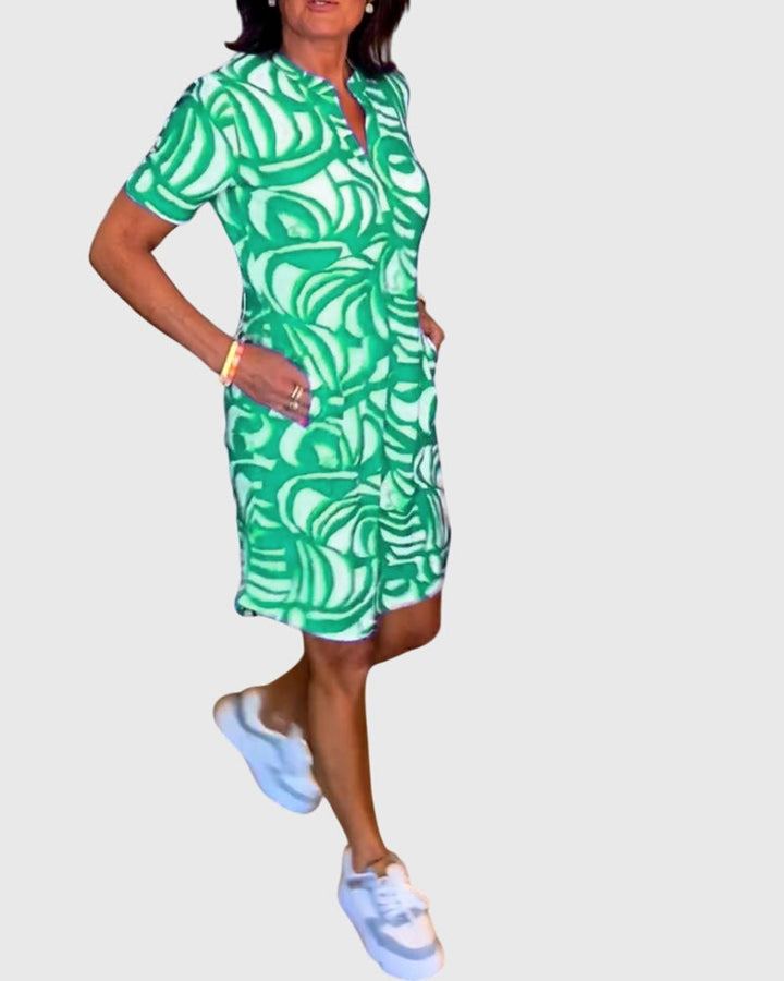 Megan | Mini Dress with V Neck and Short Sleeves