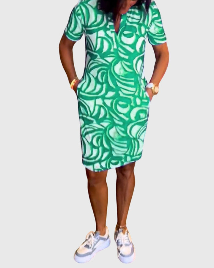 Megan | Mini Dress with V Neck and Short Sleeves