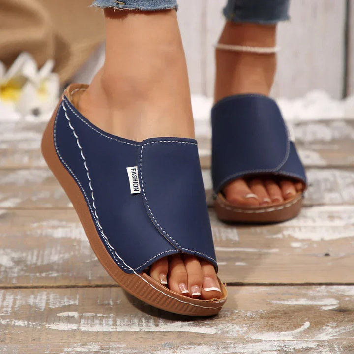 Michelle | Slip On Sandals with Open Toe and Wedge Heel