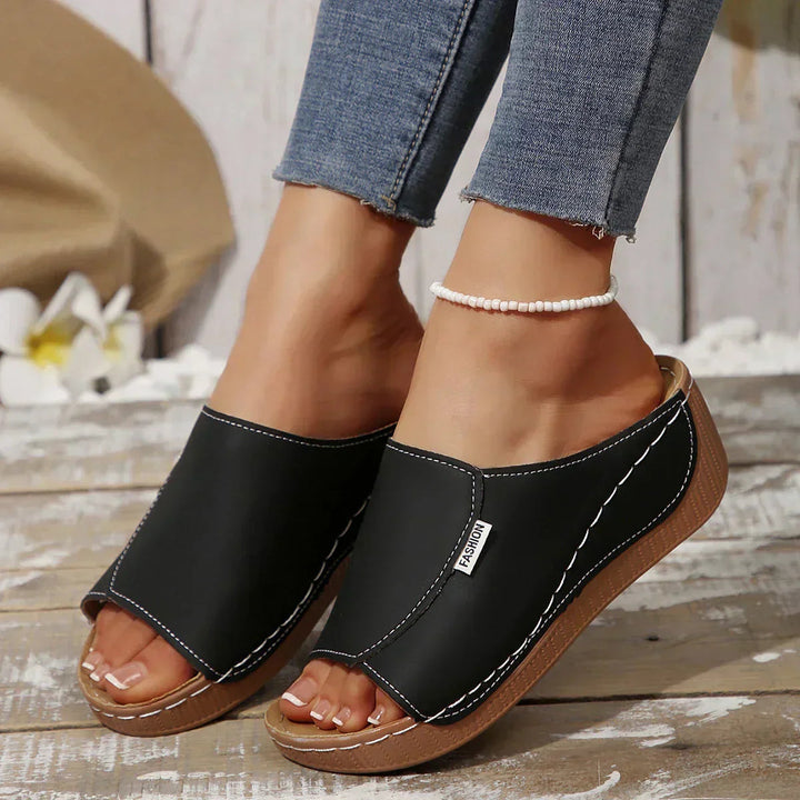 Michelle | Slip On Sandals with Open Toe and Wedge Heel