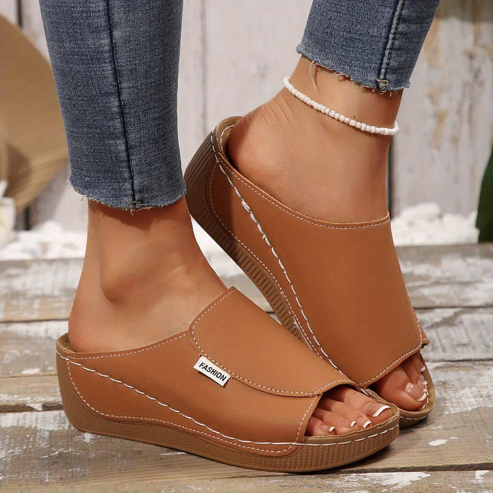 Michelle | Slip On Sandals with Open Toe and Wedge Heel