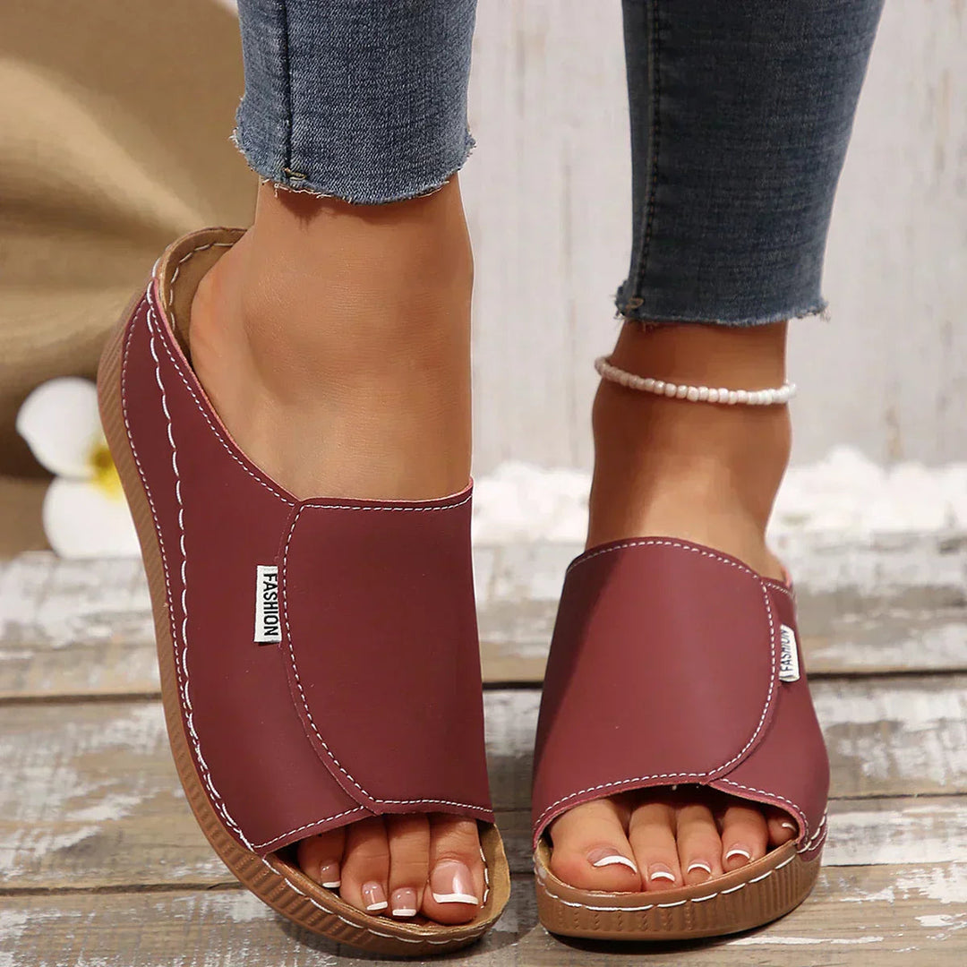 Michelle | Slip On Sandals with Open Toe and Wedge Heel