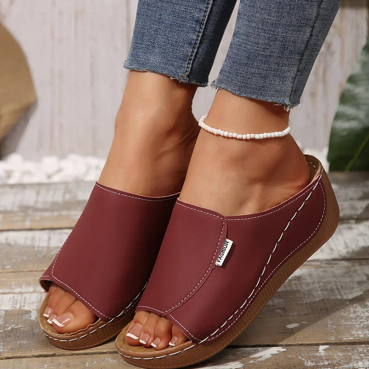 Michelle | Slip On Sandals with Open Toe and Wedge Heel