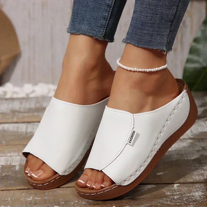Michelle | Slip On Sandals with Open Toe and Wedge Heel