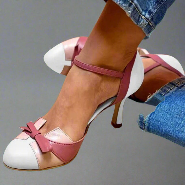 Monique | Mary Jane Heels with Ankle Strap and Bow Accent