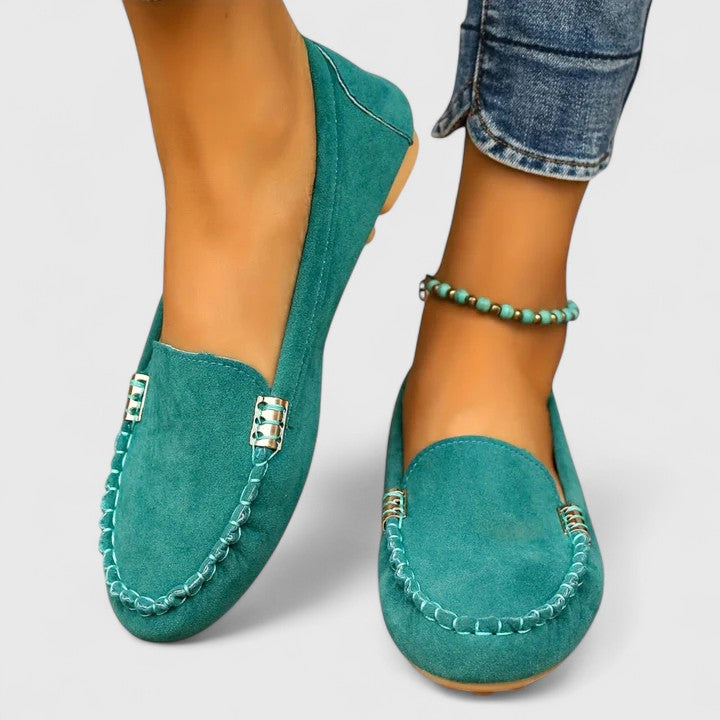 Monique | Slip On Loafers with Metal Accent and Stitched Detail