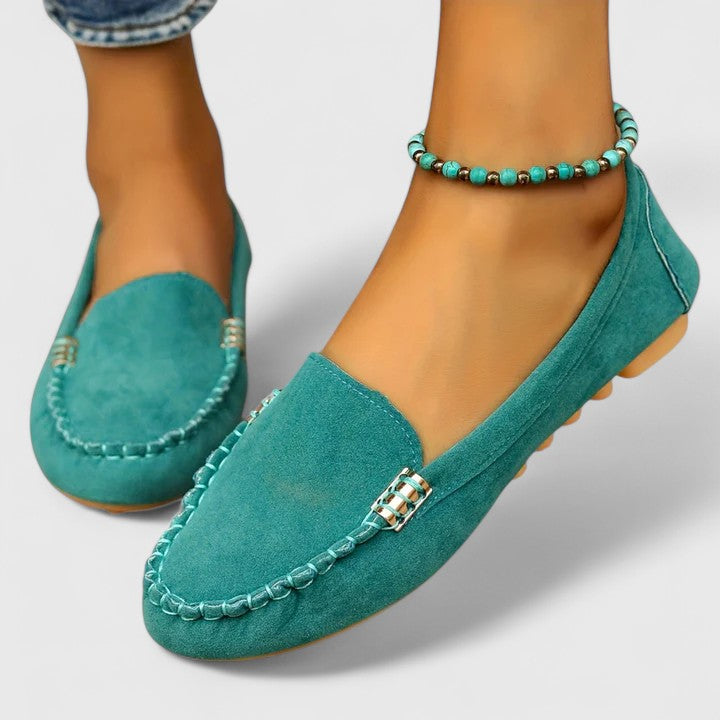 Monique | Slip On Loafers with Metal Accent and Stitched Detail