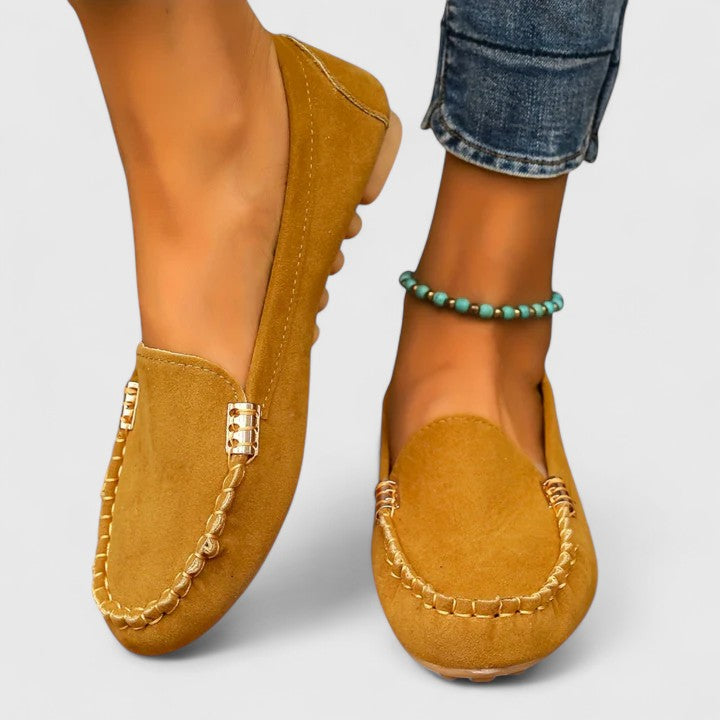 Monique | Slip On Loafers with Metal Accent and Stitched Detail