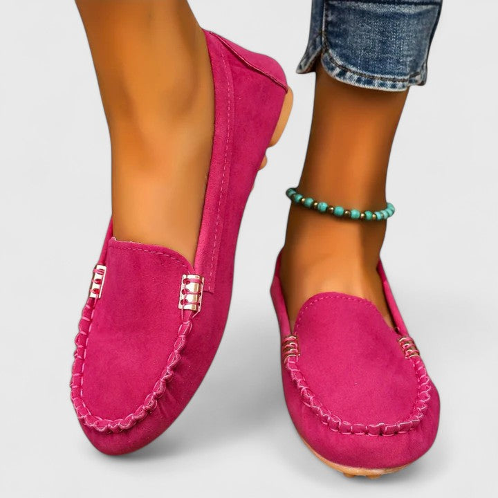 Monique | Slip On Loafers with Metal Accent and Stitched Detail
