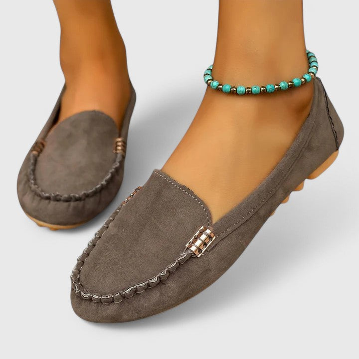 Monique | Slip On Loafers with Metal Accent and Stitched Detail