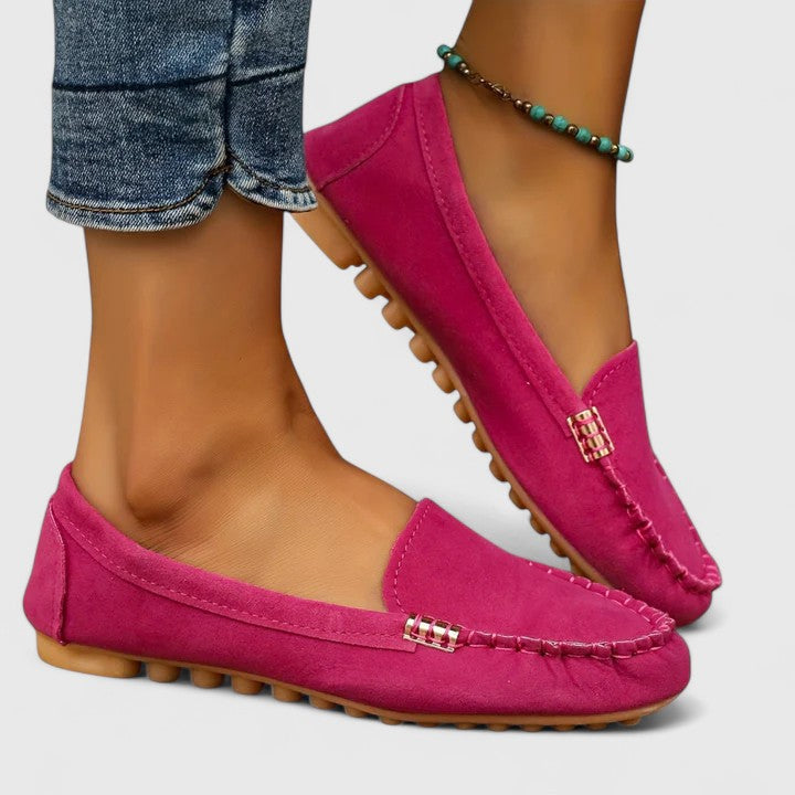 Monique | Slip On Loafers with Metal Accent and Stitched Detail