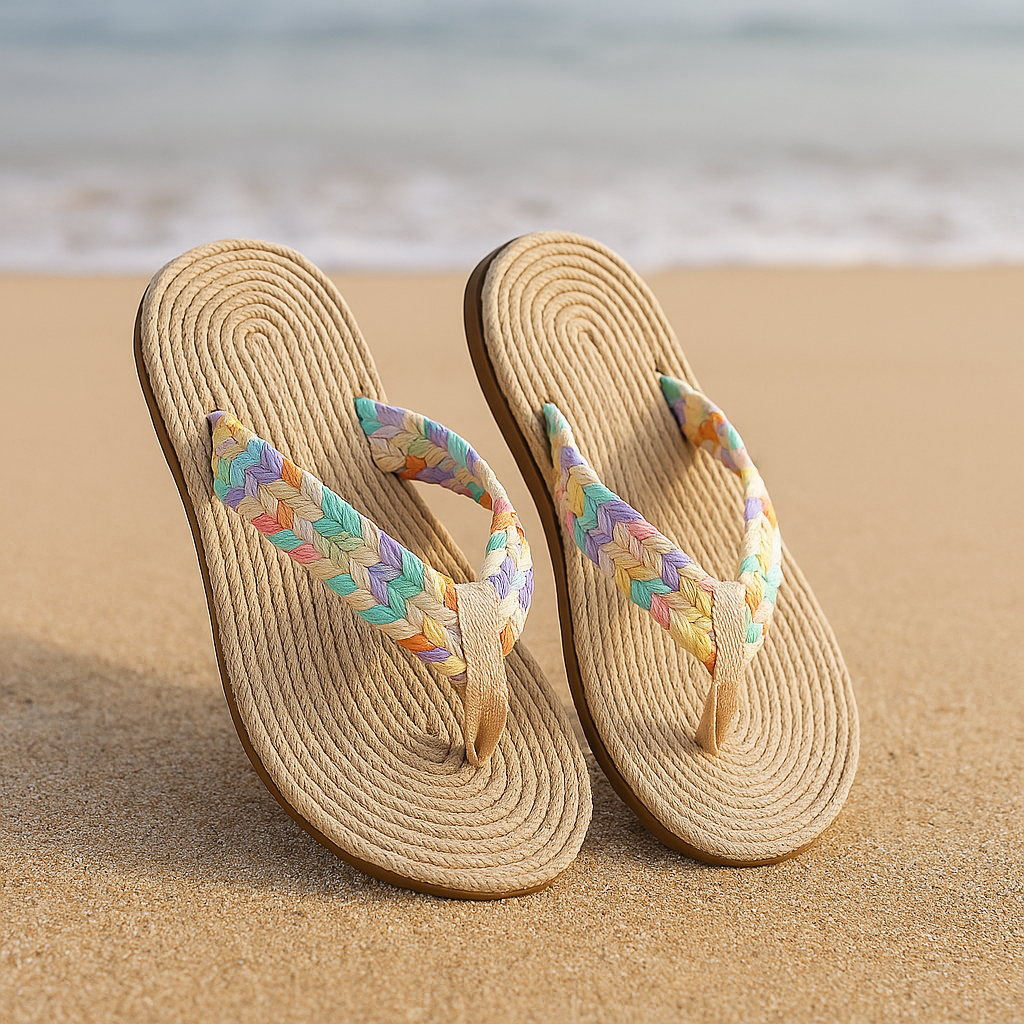 Nadine | Braided Strap Flip Flops with Open Toe
