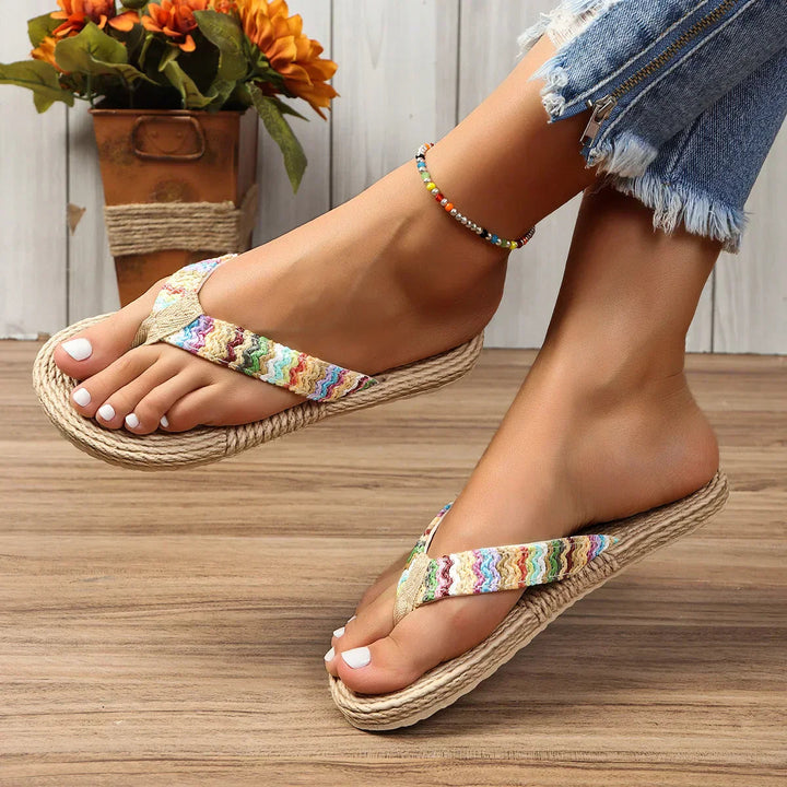 Nadine | Braided Strap Flip Flops with Open Toe