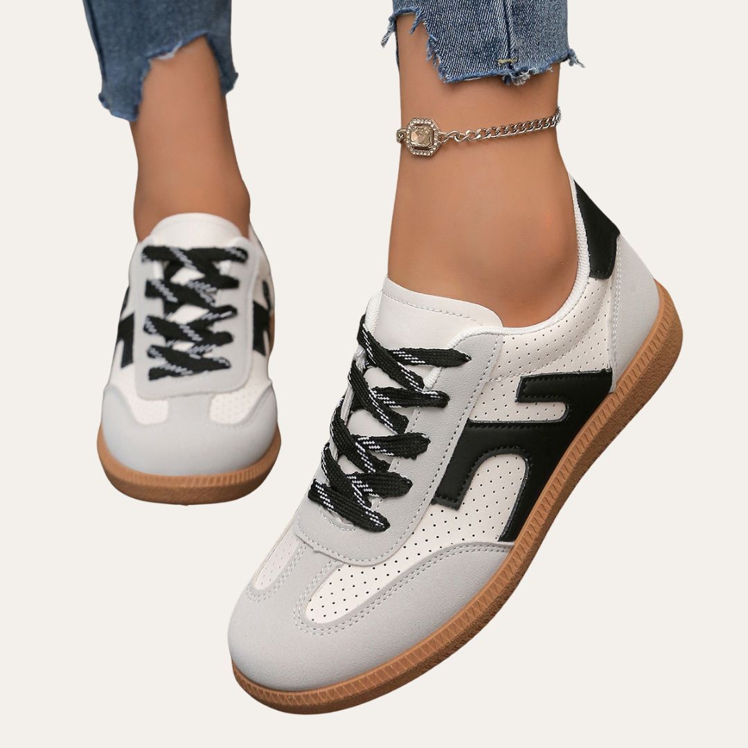 Norma | Low Top Sneakers with Perforated Panels and Lace-Up Closure