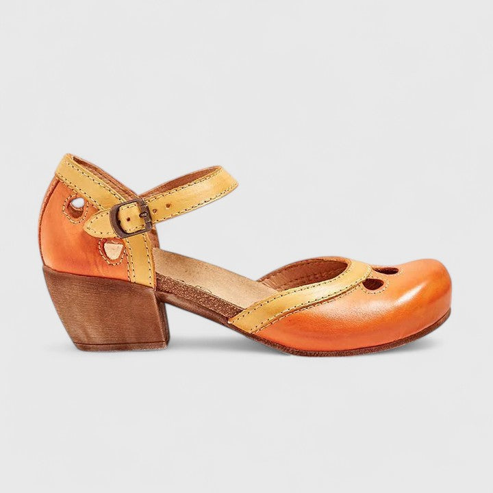 Olivia | Orthopedic Mary Jane Heels with Strap and Perforated Detail