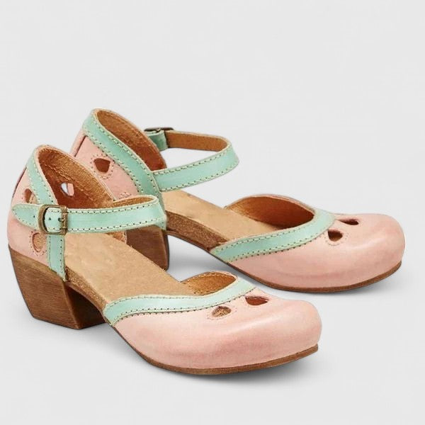Olivia | Orthopedic Mary Jane Heels with Strap and Perforated Detail