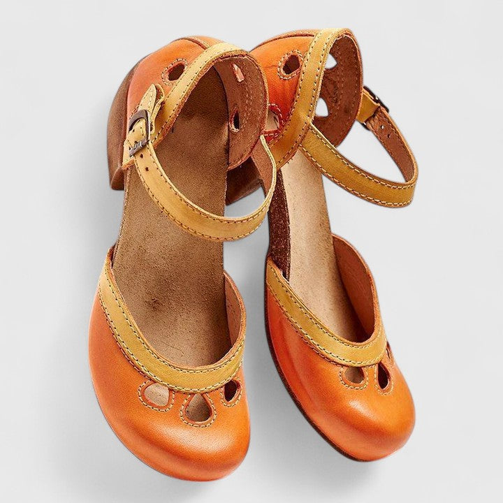 Olivia | Orthopedic Mary Jane Heels with Strap and Perforated Detail