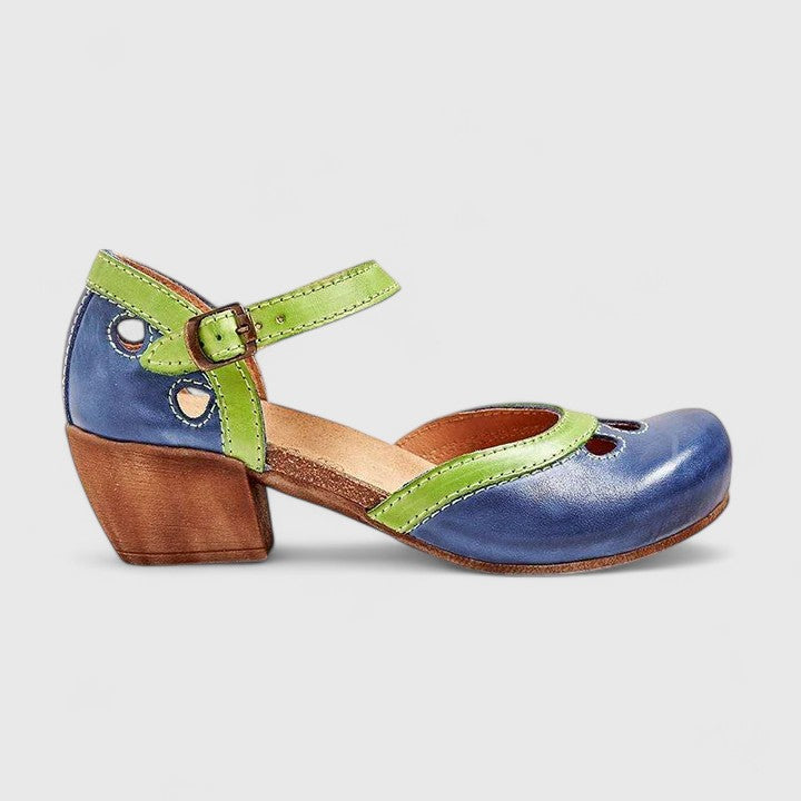 Olivia | Orthopedic Mary Jane Heels with Strap and Perforated Detail