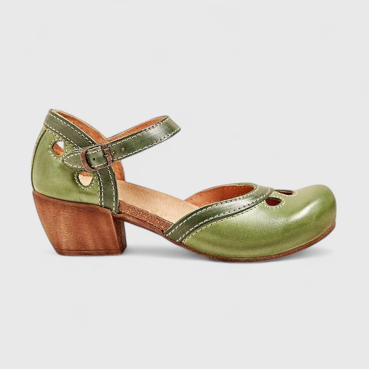 Olivia | Orthopedic Mary Jane Heels with Strap and Perforated Detail
