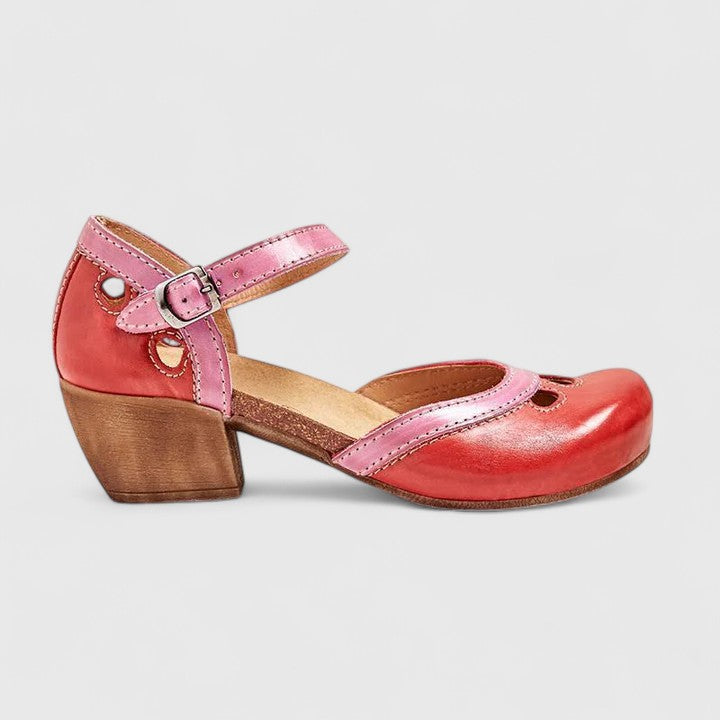 Olivia | Orthopedic Mary Jane Heels with Strap and Perforated Detail