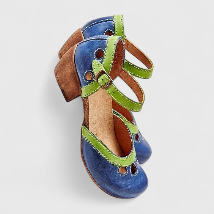 Olivia | Orthopedic Mary Jane Heels with Strap and Perforated Detail