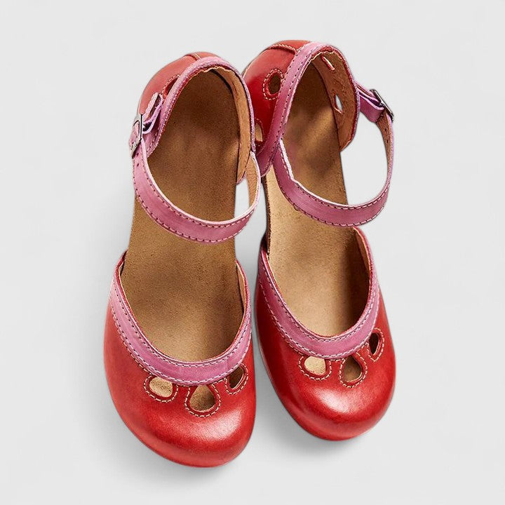 Olivia | Orthopedic Mary Jane Heels with Strap and Perforated Detail