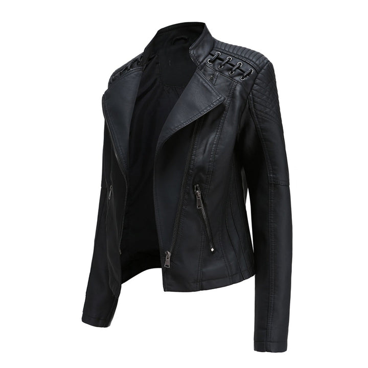 Priscilla | Leather Jacket with Zipper Front and Lace Up Detail