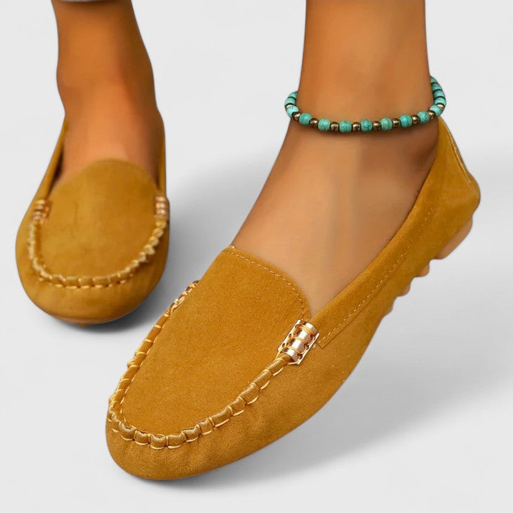 Rhonda | Slip On Loafer with Metal Detail and Stitched Trim
