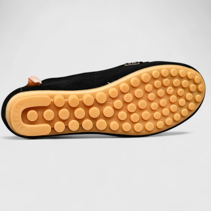 Rhonda | Slip On Loafer with Metal Detail and Stitched Trim