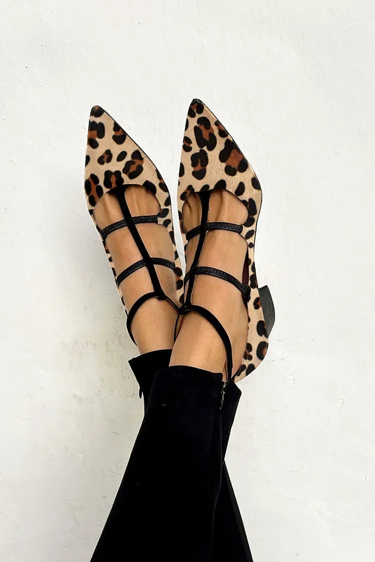 Rosalie | Leopard Print Strappy Pointed Toe Heels
