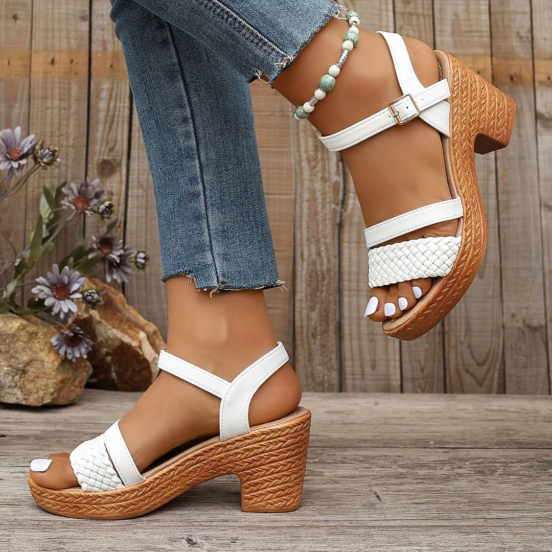 Rosemary | Platform Wedge Sandals with Braided Straps and Ankle Strap