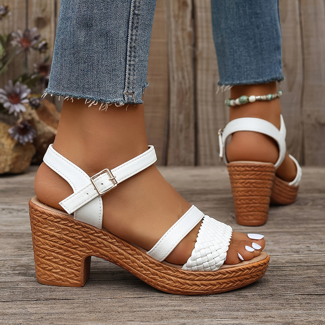 Rosemary | Platform Wedge Sandals with Braided Straps and Ankle Strap
