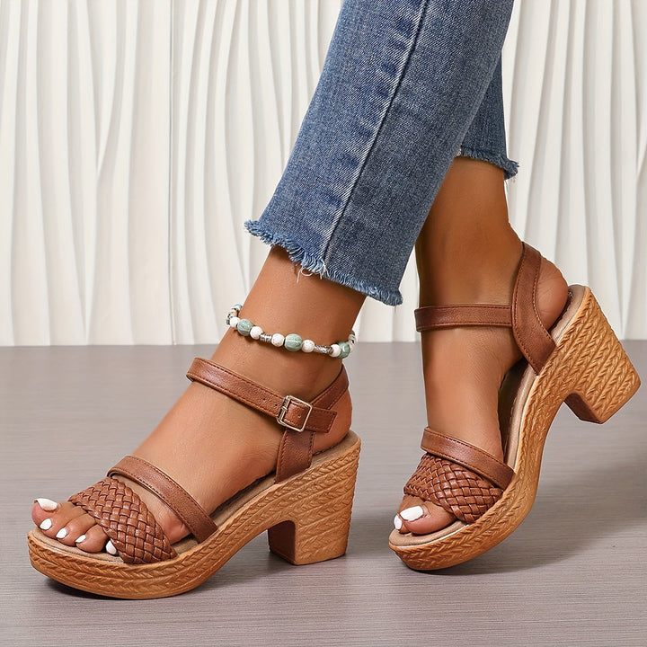 Rosemary | Platform Wedge Sandals with Braided Straps and Ankle Strap