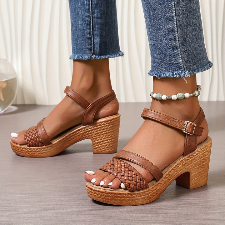 Rosemary | Platform Wedge Sandals with Braided Straps and Ankle Strap