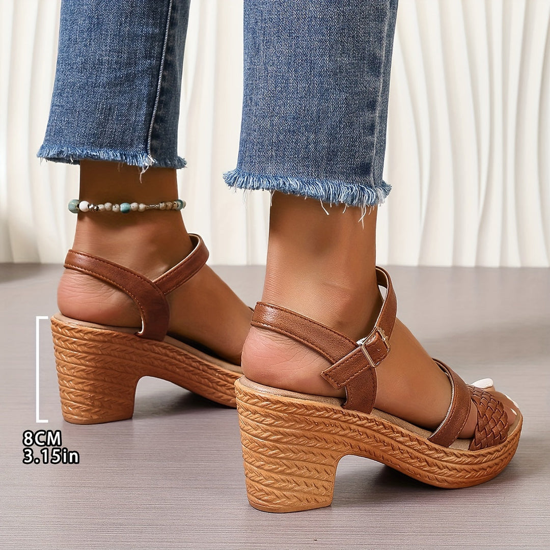 Rosemary | Platform Wedge Sandals with Braided Straps and Ankle Strap