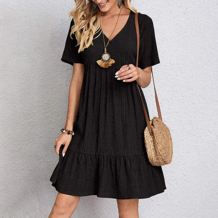Ruth | Casual Mini Dress with V Neck and Ruffle Hem