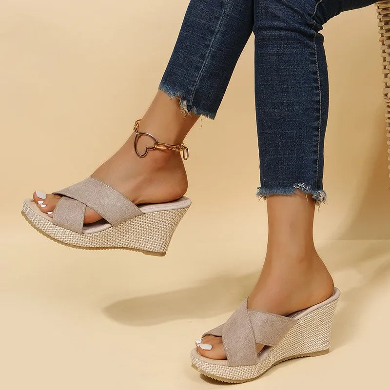 Sabrina | Wedge Sandals with Platform and Cross Straps
