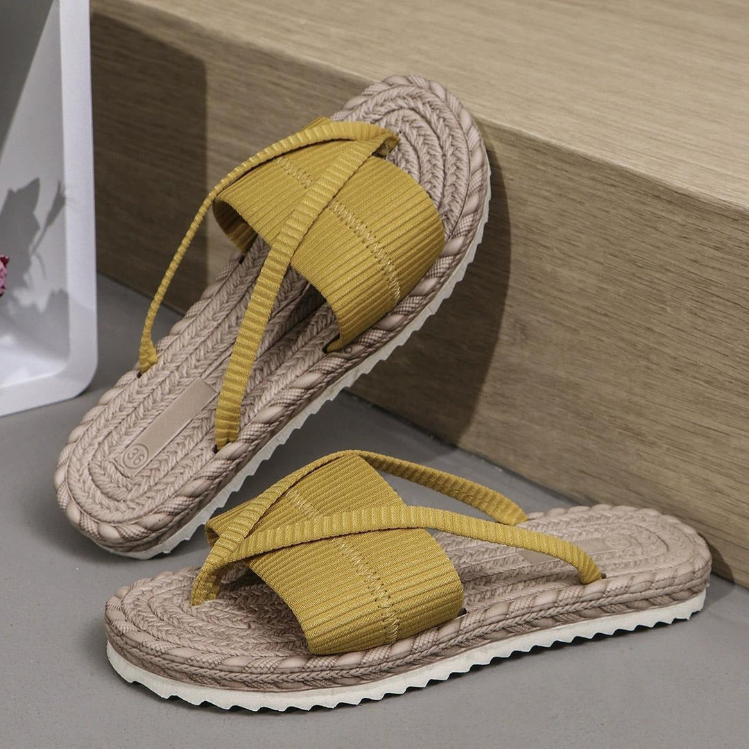 Sharon | Slide Sandals with Crisscross Straps and Espadrille Sole