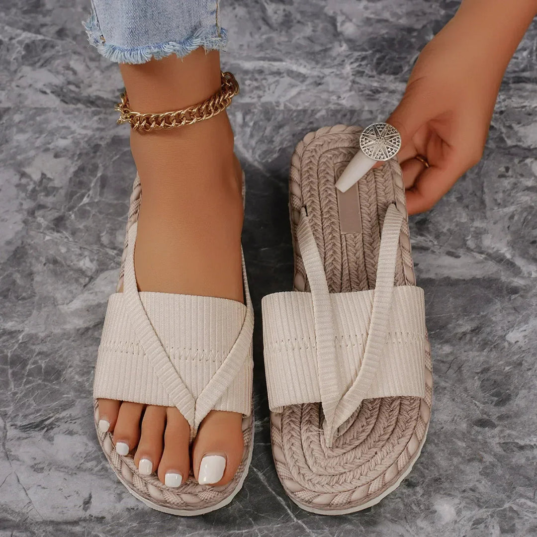 Sharon | Slide Sandals with Crisscross Straps and Espadrille Sole