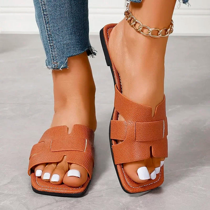 Sharon | Slides Sandals with Open Toe and Cut-out Straps