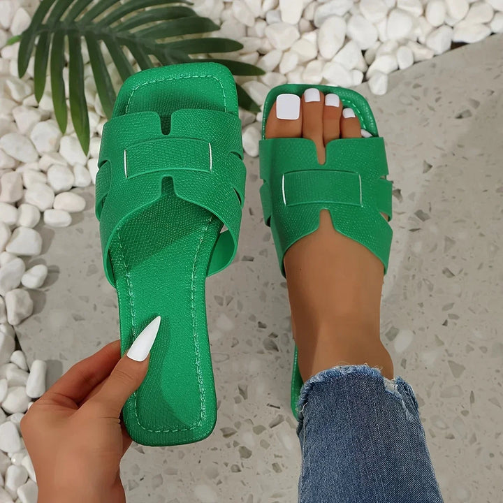 Sharon | Slides Sandals with Open Toe and Cut-out Straps