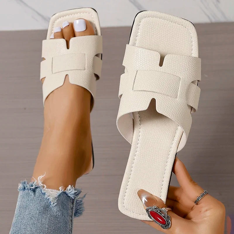 Sharon | Slides Sandals with Open Toe and Cut-out Straps