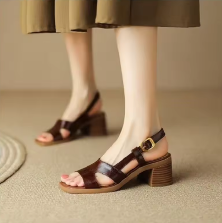 Sherry | Block Heel Sandals with Square Toe and Slingback Strap
