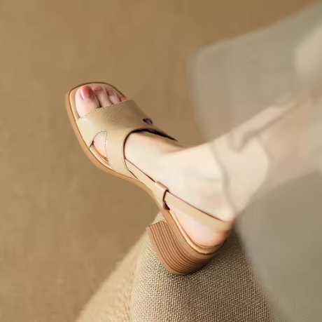Sherry | Block Heel Sandals with Square Toe and Slingback Strap