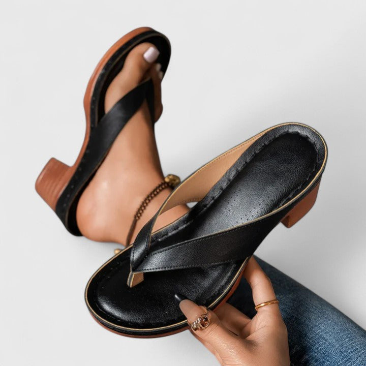 Sherry | Orthopedic Block Heel Sandals with Flip Flop Straps