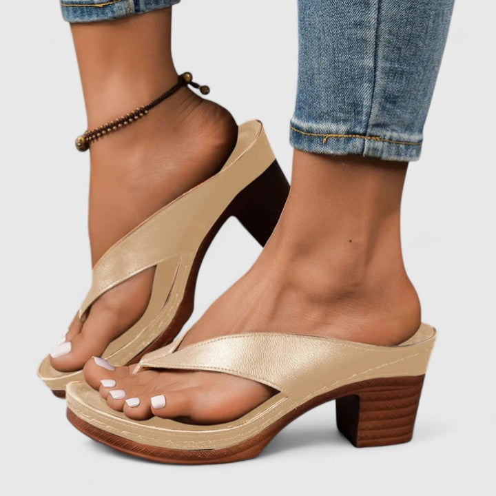 Sherry | Orthopedic Block Heel Sandals with Flip Flop Straps