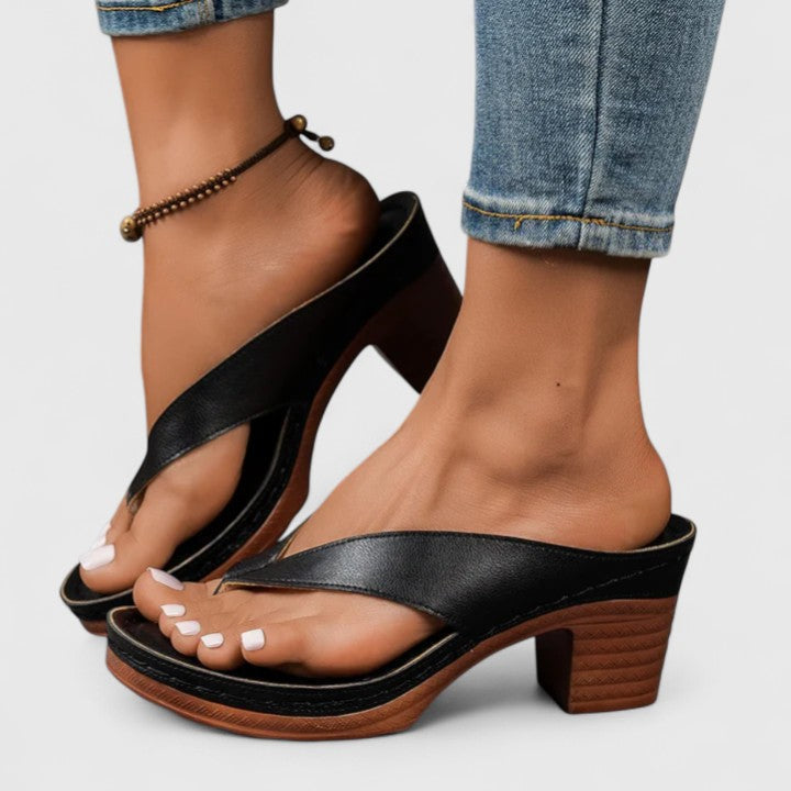 Sherry | Orthopedic Block Heel Sandals with Flip Flop Straps
