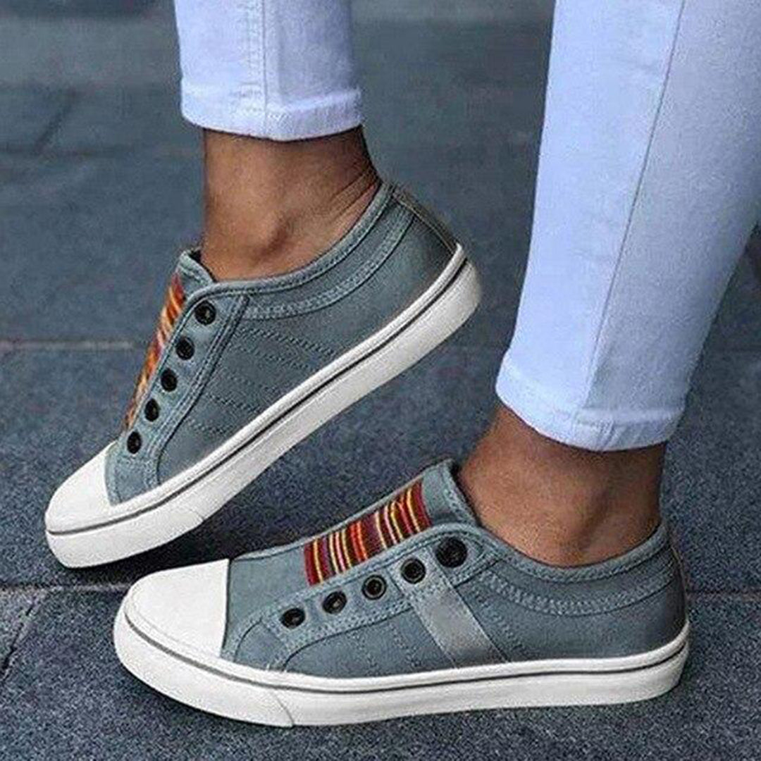 Simone | Slip On Sneakers with Striped Detail and Round Toe