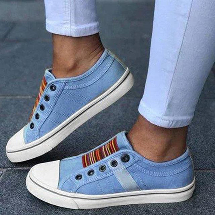 Simone | Slip On Sneakers with Striped Detail and Round Toe